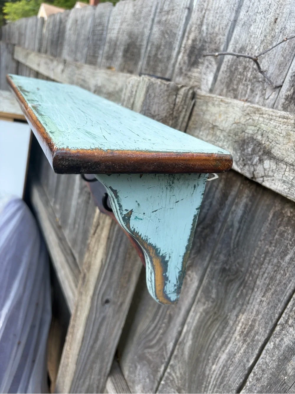 Handcrafted Rustic Reclaimed Heartwood Pine Wall Shelf with Hooks Distressed